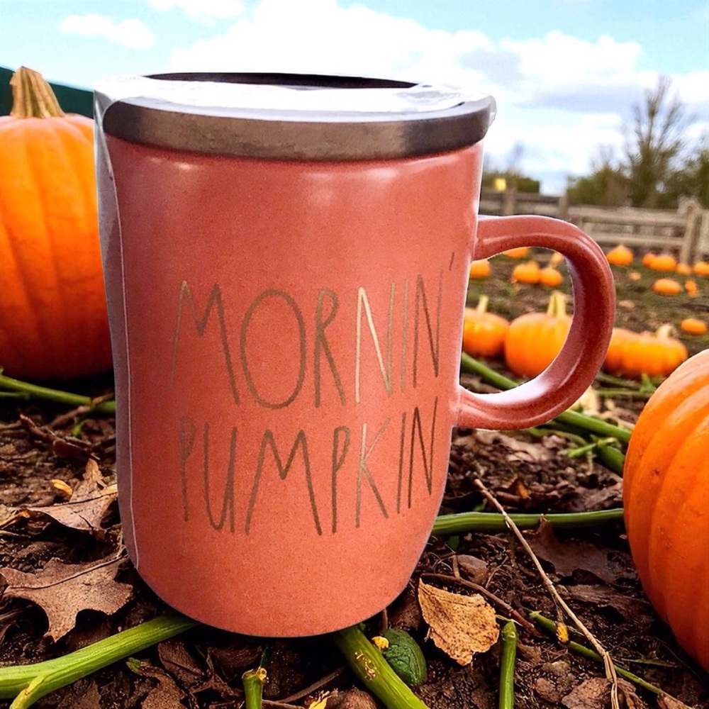 Rae Dunn Mornin Pumpkin Mug with Lid